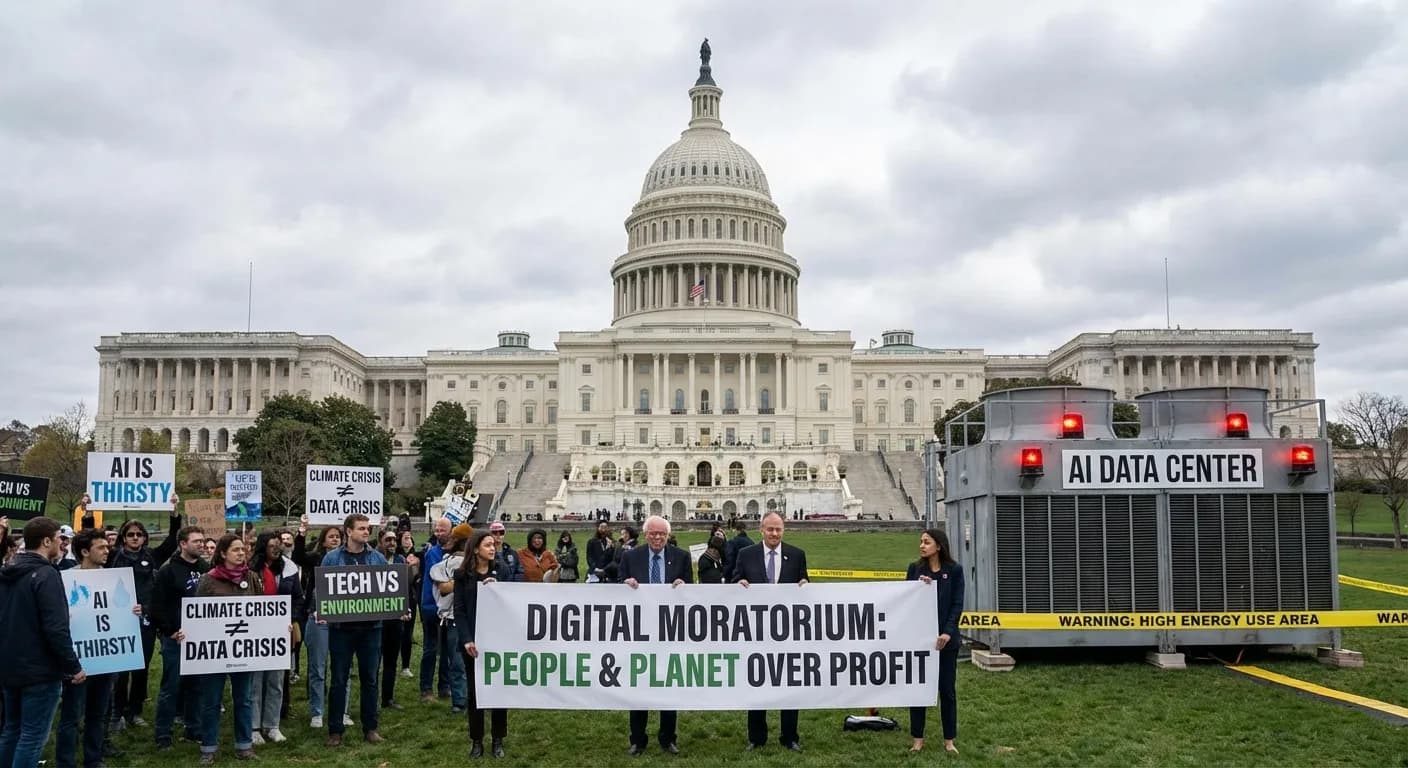 Sanders og AOC vil stoppe alle nye AI-datasentre i USA til lovverk er på plass